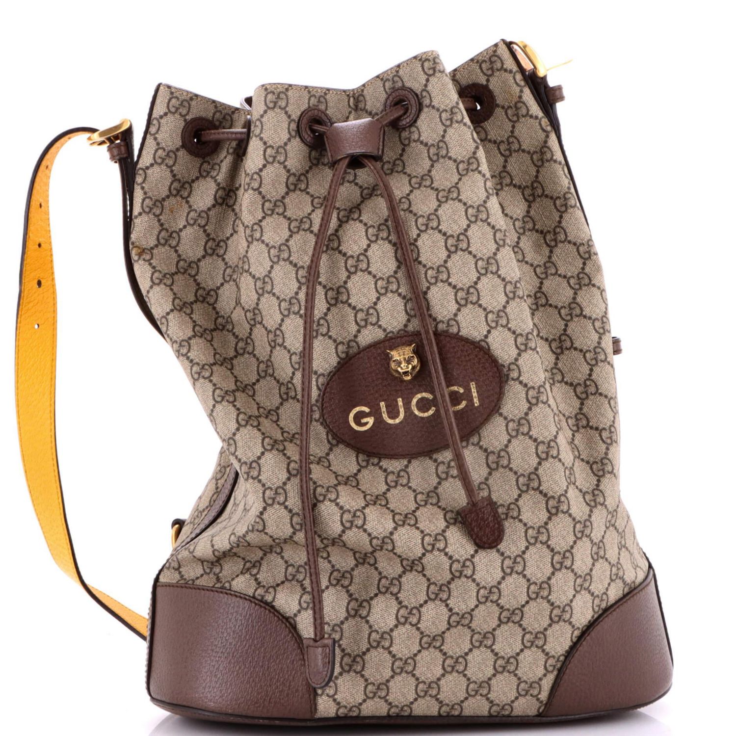 Large Neo Vintage Drawstring Bucket Backpack GG Coated Canvas