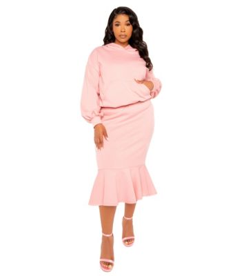 Plus Size Scuba Hoodie and Peplum Skirt Set