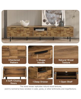 78" Wood Cabinet TV Stand Consoles with Storage