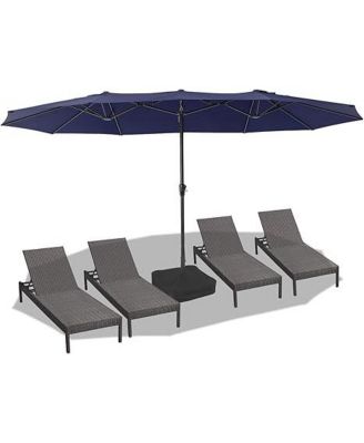 15 ft Double Sided Rectangular Patio Umbrella with Crank, Outdoor Sun Shade