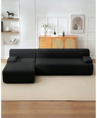 108" Cloud Sectional Sofa with Chaise, Boneless Corduroy L-Shaped Couch, No Assembly