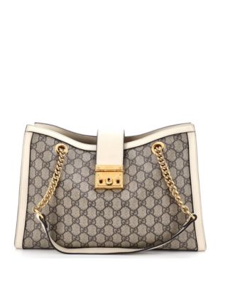 Medium Padlock Chain Tote GG Coated Canvas with Leather