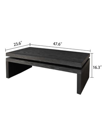 Wood Coffee Table for Living Room Floating Top Rectangular 47.6