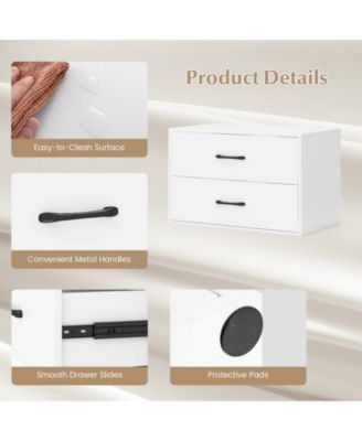 2-Drawer Stackable Horizontal Storage Cabinet Dresser Chest with Handles