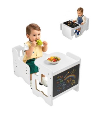 Montessori Weaning Table and Chair Set 3 in 1 with Chalkboard and Adjustable Height