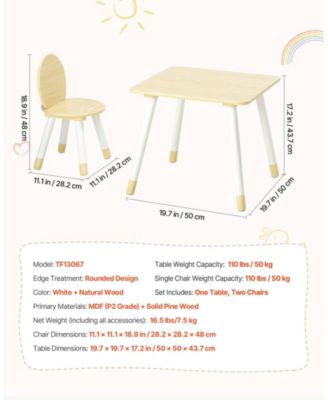 Kids Table and 2 Chairs Set with Graffiti Desktop for Art Reading and Play