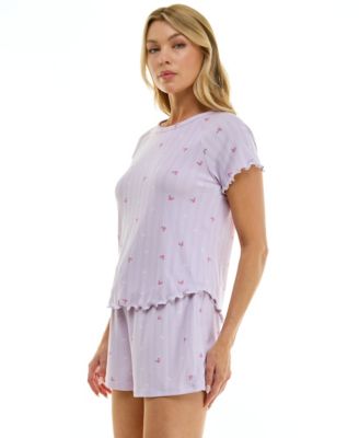 Women's Short-Sleeve Top and Pull-On Shorts, 2-Piece Set