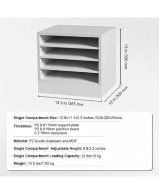 5 Compartment Wood Literature Organizer with Adjustable Shelves