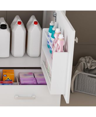 43" Bathroom Vanity with Artificial Marble Carrara Top, Multi-Functional Storage, Soft Close Drawer for Bathroom Remodel