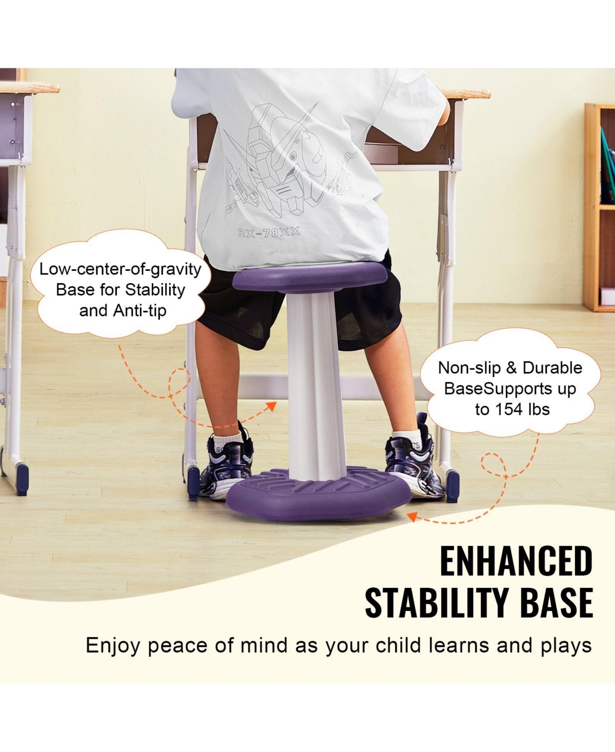 Gouun Kids Wobble Chair with Cushion Active Flexible Seating Stool for Ages 7 to 14