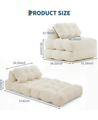 3-in-1 Folding Sofa Bed with Pillow, Convertible Floor Sleeper Chair, No Assembly