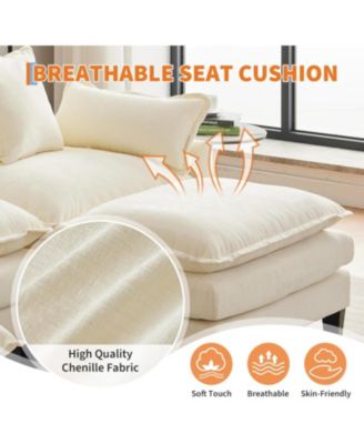 112" Oversized L-Shaped Sofa, Modular Chenille Couch with Ottoman, Deep Seat 3-Seater