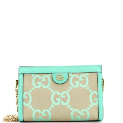 Small Ophidia Chain Shoulder Bag Jumbo GG Canvas with Leather
