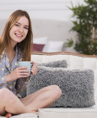 Textured Fluffy Decorative Pillow, 12" x 20"