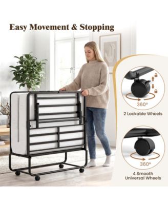 Folding Bed with 5-Inch Mattress Rollaway Guest Bed with Memory Foam Mattress