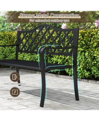 50.5 Inch Patio Bench with Curved Armrests for 2-3 People-Black