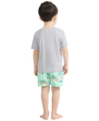 Boys' Toddler 2T-5T Parrot-Dise Swim T-Shirt and Shorts, 2-Piece Set