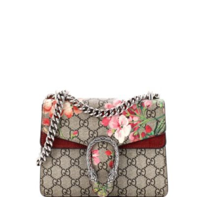 Mini Dionysus Bag Blooms Print GG Coated Canvas