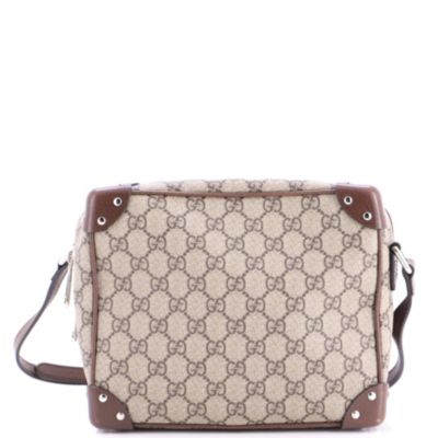Trunk Shoulder Bag GG Coated Canvas with Studded Leather