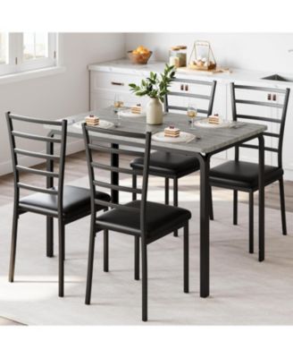 5-Piece Kitchen Dining Room Table Chair Set for Small Space, Indoor Modern Dinette Set for 4, Square Dinner Table Set