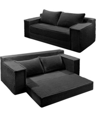 75" Convertible Sofa Bed, Boneless Futon Couch with 2 Pillows, Pull-Out Loveseat Sleeper, No Assembly