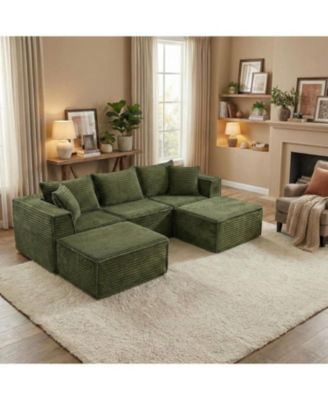 107" Cloud Sectional Sofa, U-Shaped Modular Couch with Chaise, Memory Foam