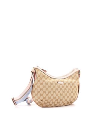 Medium Saddle Zip Messenger Bag GG Canvas with Leather