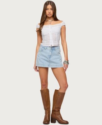 Women's Laura Off Shoulder Dotted Cotton Top