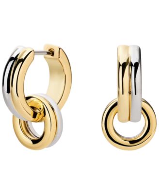 Asher Drop Mixed Metal Huggie Earrings