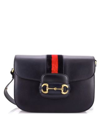 Small Horsebit 1955 Shoulder Bag Leather with Web Velvet Detail