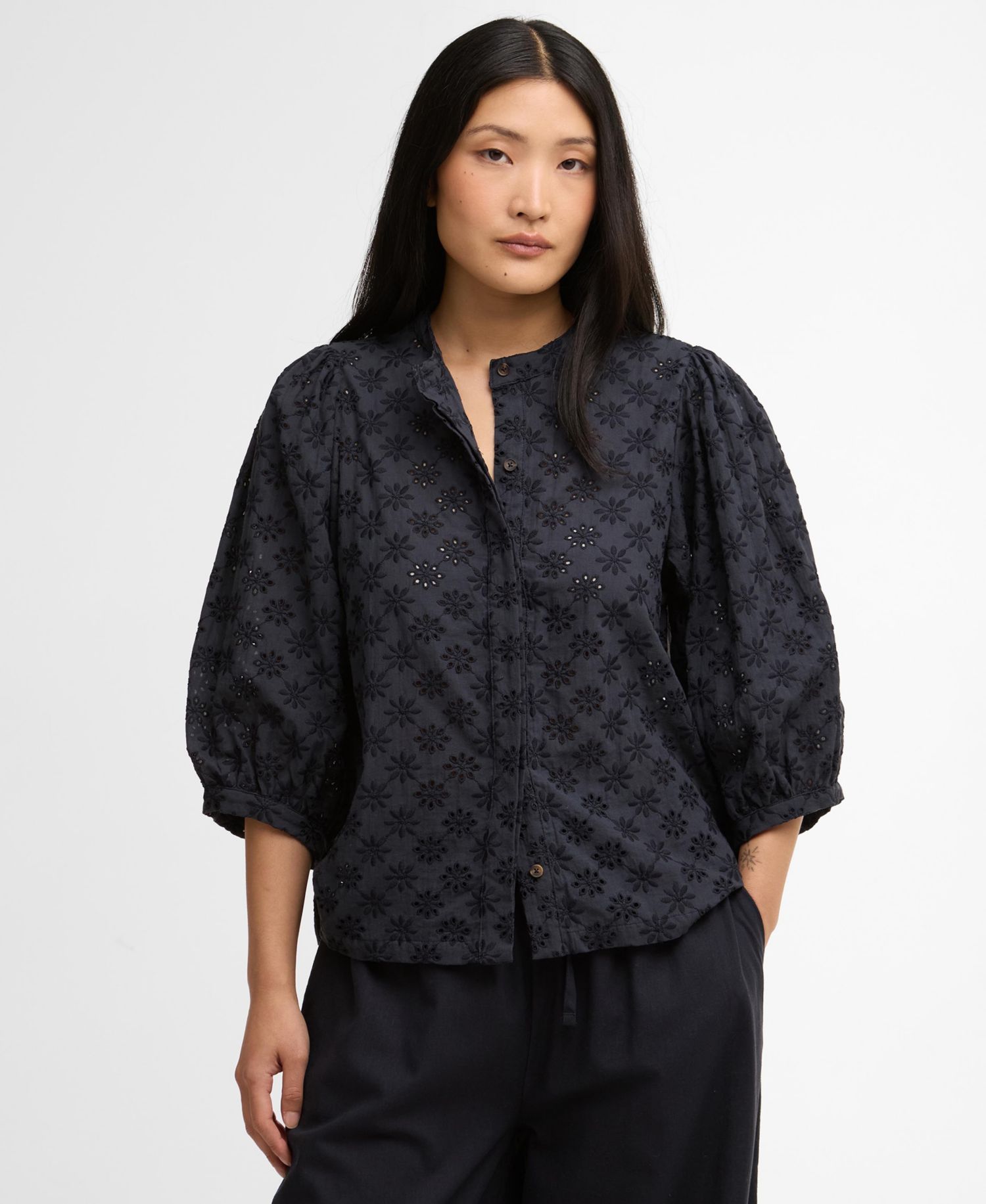 Women's Layla Broderie Anglaise Concealed Placket Top