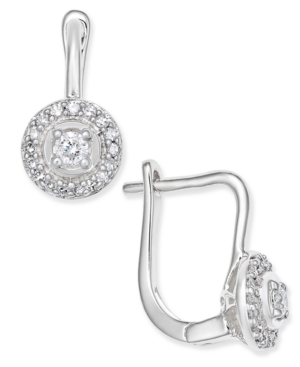 image of Diamond Circle Leverback Earrings (1/5 ct. t.w.) in 14k White Gold