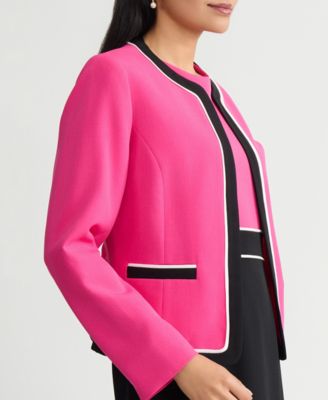 Women's Contrast-Trim Open-Front Jacket, Regular & Petite