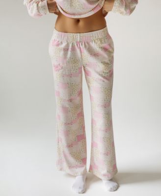 Juniors' High Rise Patchwork Print Sweatpants image