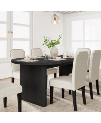 70.8 Inch Oval Dining Table with Upholstered Dining Chairs, Kitchen Table with Sturdy Wooden Base, High Back Dining Chair with Wood Legs