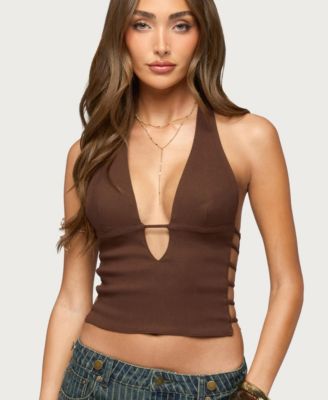 Women's Aneera Cutout Plunging Halter Top