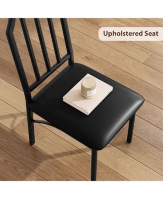 Dining Table Set for 2 With Chamfer Design,3-Piece Kitchen Table and Chairs With Cushioned PU Seats.