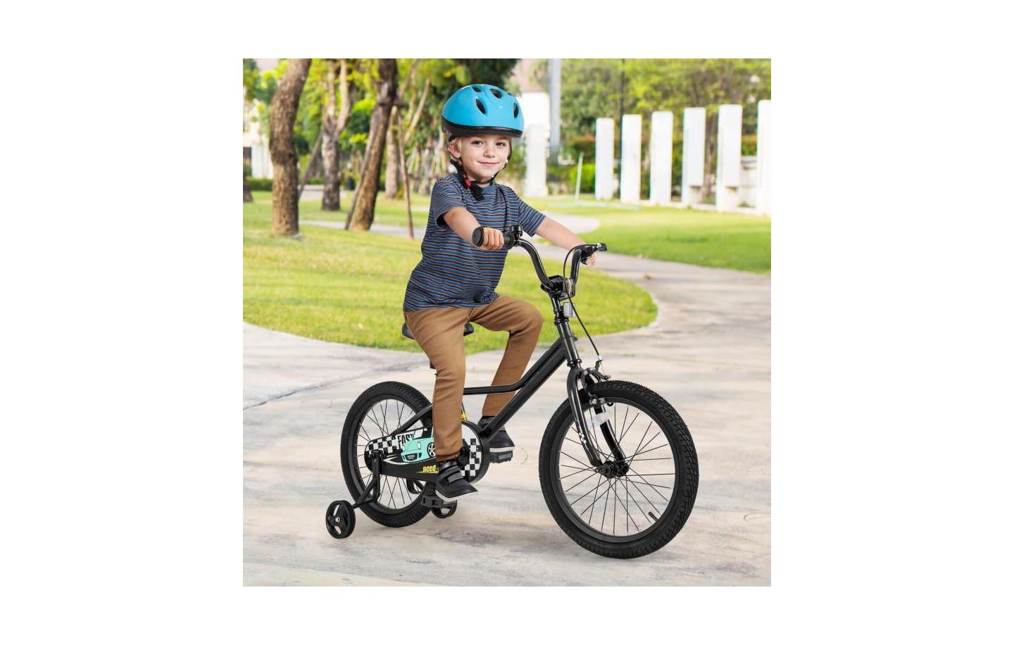 Детская игрушка HONGGE 18" Kids Bike with Adjustable Seat and Detachable Training Wheels, Ages 4-8, цвет: Чёрный — фото 2