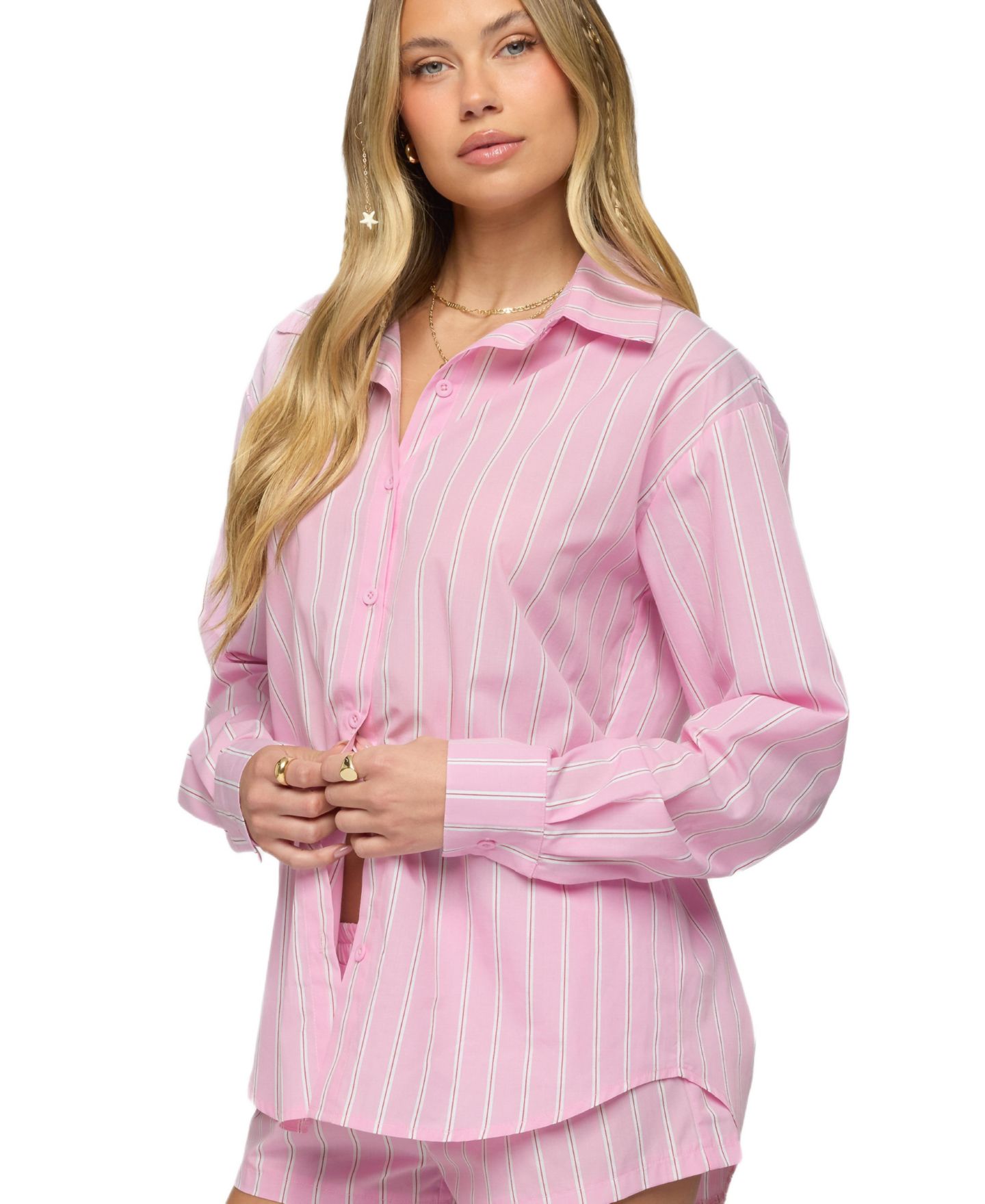 Женская рубашка Edikted Carmella Striped Oversized — фото 1