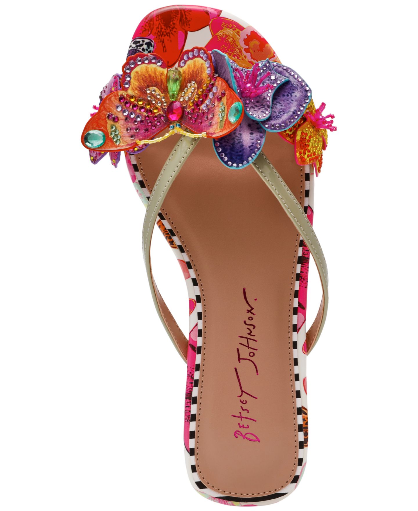 Женские сандалии Betsey Johnson Nicolle Flower Flat, цвет: Белый разноцветный — фото 4