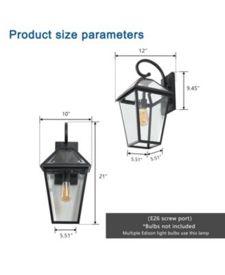 21"(H) 1-Pack Outdoor Wall Lantern Light – Modern Metal and Clear Glass Sconce for Porch, Patio, and Garden Lighting (Bulb Not Included)