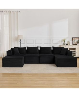 137" Modular Sectional Sofa, U-Shaped Cloud Couch with Ottomans, No Assembly