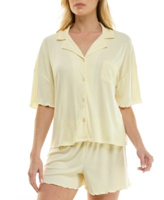 Women's Short-Sleeve Top and Elastic Waistband Shorts, 2-Piece Set