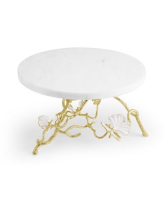 Butterfly Ginkgo Gold-Tone Cake Stand