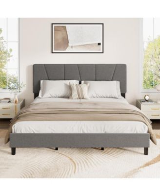 MDF + Iron Geometric Pattern Soft Bed, Stylish and Modern Design, Upholstered Mattress, No Box Spring Required for Bedroom