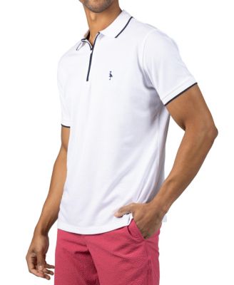 Men's Quarter Zip Fine Pique Polo Shirt
