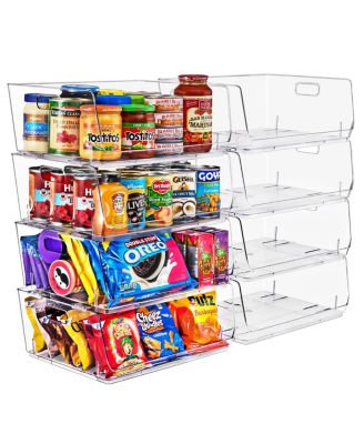 Large Stackable Open Front Storage Bins - For Pantry, Kitchen and Home Organization