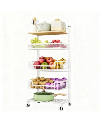 Fruit Basket Kitchen Cart 5 Tier Adjustable Vegetable Storage shelve