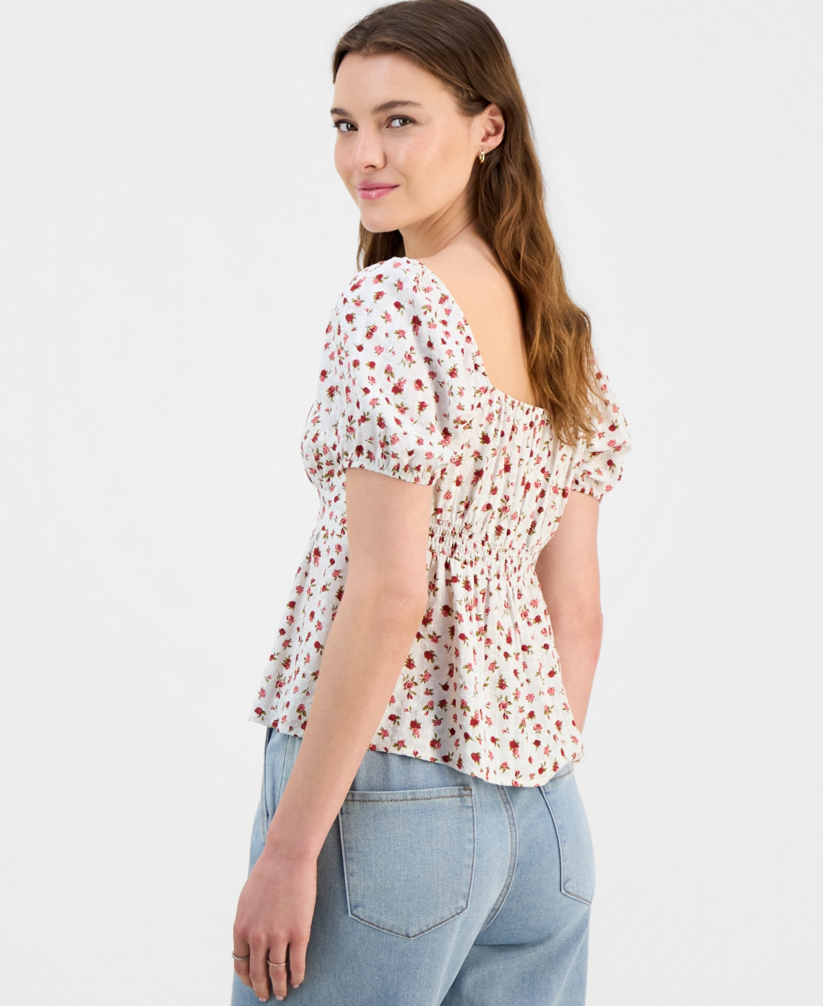 Sincerely Jules Juniors' Puff-Sleeve Babydoll Top