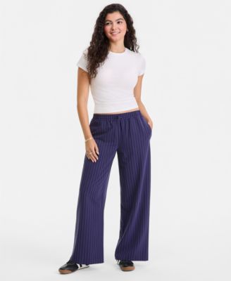 Juniors' Striped Drawstring Pants
